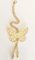 Angel Çanta Aksesuar Light Gold Sarkaç Süs İncili Kelebek - Angel Çanta Aksesuar