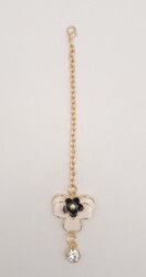 Angel Çanta Aksesuar Light Gold Siyah Renk Çiçekli Sarkaç Süs - Angel Çanta Aksesuar