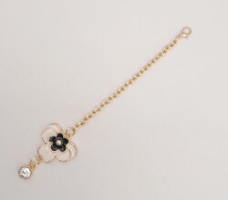 Angel Çanta Aksesuar Light Gold Siyah Renk Çiçekli Sarkaç Süs - 2