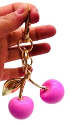 Angel Çanta Aksesuar Pembe Kiraz Anahtarlık , Çanta Süsü - Angel Çanta Aksesuar