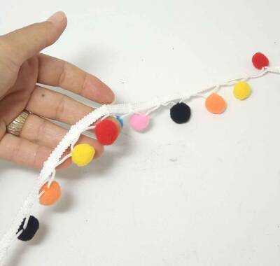 Angel Çanta Aksesuar Ponponlu Renkli Şerit Süs - 1