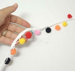 Angel Çanta Aksesuar Ponponlu Renkli Şerit Süs - Angel Çanta Aksesuar