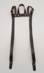 Angel Çanta Aksesuar Gerçek Deri Kahverengi Sırt Çanta Sapı Light Gold Metalli - Angel Çanta Aksesuar