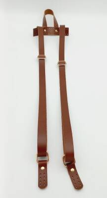 Angel Çanta Aksesuar Gerçek Deri Kızıl Kahve Sırt Çanta Sapı Light Gold Metalli - 1