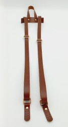 Angel Çanta Aksesuar Gerçek Deri Kızıl Kahve Sırt Çanta Sapı Light Gold Metalli - Angel Çanta Aksesuar