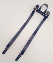 Angel Çanta Aksesuar Gerçek Deri Lacivert Renk Sırt Çanta Sapı Light Gold Metalli - 2