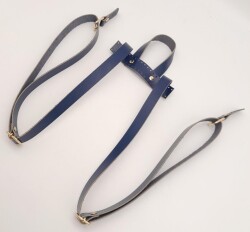 Angel Çanta Aksesuar Gerçek Deri Lacivert Renk Sırt Çanta Sapı Light Gold Metalli - 5