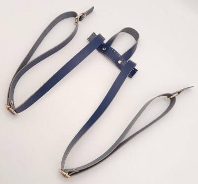 Angel Çanta Aksesuar Gerçek Deri Lacivert Renk Sırt Çanta Sapı Light Gold Metalli - 5