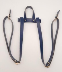 Angel Çanta Aksesuar Gerçek Deri Lacivert Renk Sırt Çanta Sapı Light Gold Metalli - 3