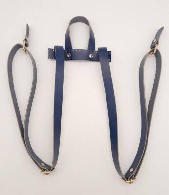 Angel Çanta Aksesuar Gerçek Deri Lacivert Renk Sırt Çanta Sapı Light Gold Metalli - 3