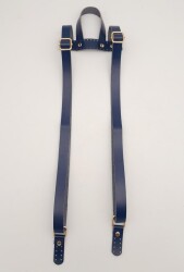 Angel Çanta Aksesuar Gerçek Deri Lacivert Renk Sırt Çanta Sapı Light Gold Metalli - Angel Çanta Aksesuar