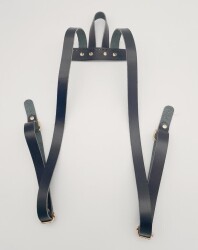 Angel Çanta Aksesuar Gerçek Deri Siyah Sırt Çanta Sapı Light Gold Metalli - Angel Çanta Aksesuar