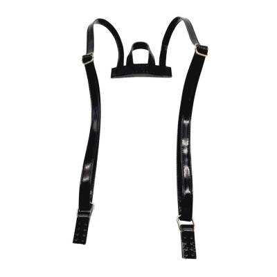 Angel Çanta Aksesuar Rugan Deri Sırt Çantası Sapı Siyah Renk Gümüş Metalli - 1