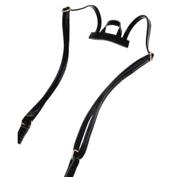 Angel Çanta Aksesuar Rugan Deri Sırt Çantası Sapı Siyah Renk Light Gold Metalli - 2