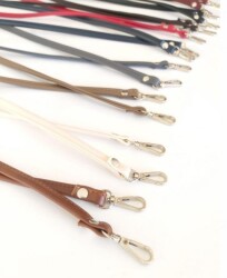 Angel Çanta Aksesuar Spagetti Model Çanta Sapı Koyu Kahve Renk Light Gold Metal - 4