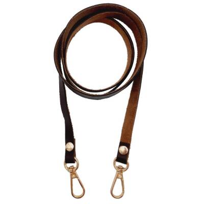 Angel Çanta Aksesuar Spagetti Model Dikişsiz Çanta Sapı Koyu Kahve Renk Light Gold Metal - 1