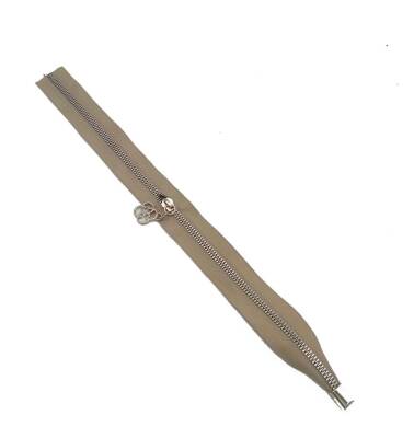Angel Çanta Aksesuar Tek Stoplu 45 Cm Fermuar Gümüş Metal Bej Renk - 1