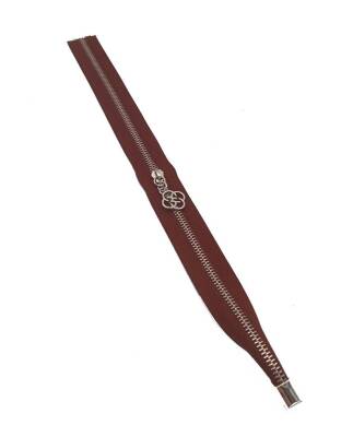Angel Çanta Aksesuar Tek Stoplu 45 Cm Fermuar Gümüş Metal Bordo Renk - 1