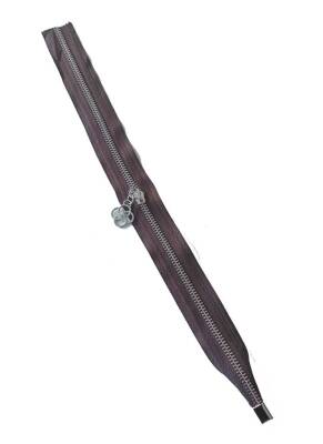 Angel Çanta Aksesuar Tek Stoplu 45 Cm Fermuar Gümüş Metal Kahverengi Renk - 1