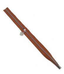 Angel Çanta Aksesuar Tek Stoplu 45 Cm Fermuar Gümüş Metal Taba Renk - Angel Çanta Aksesuar
