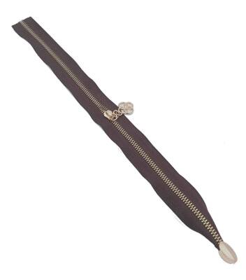 Angel Çanta Aksesuar Tek Stoplu 45 Cm Fermuar Light Gold Metal Kahverengi Renk - 1