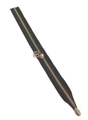 Angel Çanta Aksesuar Tek Stoplu 45 Cm Fermuar Light Gold Metal Siyah Renk - 1