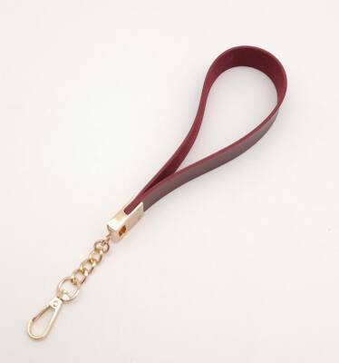 Angel Çanta Aksesuar Bordo Tek Kat Suni Deri Zincirli Elcik Light Gold Metal - 2