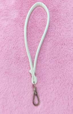 Angel Çanta Aksesuar Dikişli Suni Deri Beyaz Renk Elcik Gümüş Metal - 1