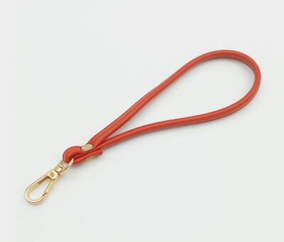 Angel Çanta Aksesuar Dikişli Suni Deri Kırmızı Renk Elcik Light Gold Metal - 1