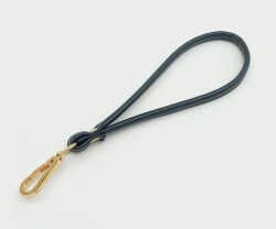 Angel Çanta Aksesuar Dikişli Suni Deri Lacivert Renk Elcik Light Gold Metal - Angel Çanta Aksesuar