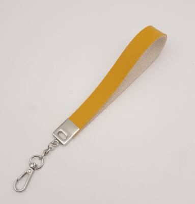 Angel Çanta Aksesuar Hardal Tek Kat Suni Deri Zincirli Elcik Gümüş Metal - 1