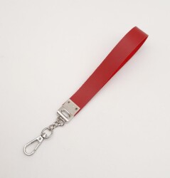 Angel Çanta Aksesuar Kırmızı Tek Kat Suni Deri Zincirli Elcik Gümüş Metal - 3