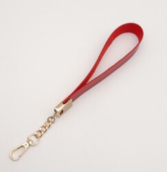 Angel Çanta Aksesuar Kırmızı Tek Kat Suni Deri Zincirli Elcik Light Gold Metal - 2