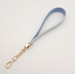 Angel Çanta Aksesuar Mavi Tek Kat Suni Deri Zincirli Elcik Light Gold Metal - 2