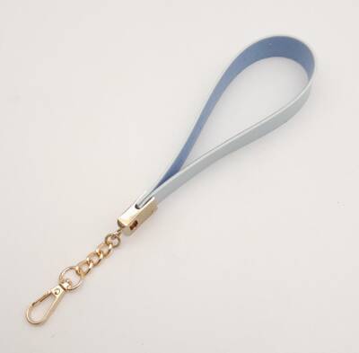 Angel Çanta Aksesuar Mavi Tek Kat Suni Deri Zincirli Elcik Light Gold Metal - 2