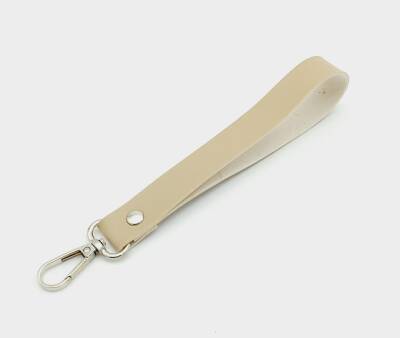 Angel Çanta Aksesuar Tek Kat Suni Deri Bej Renk Elcik Gümüş Metal - 1