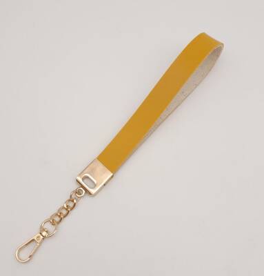 Angel Çanta Aksesuar Hardal Tek Kat Suni Deri Zincirli Elcik Light Gold Metal - 1