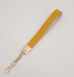 Angel Çanta Aksesuar Hardal Tek Kat Suni Deri Zincirli Elcik Light Gold Metal - Angel Çanta Aksesuar