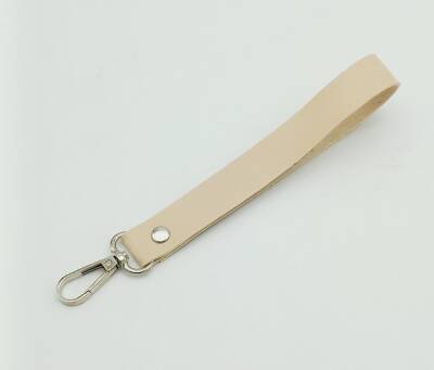 Angel Çanta Aksesuar Tek Kat Suni Deri Krem Renk Elcik Gümüş Metal - 1