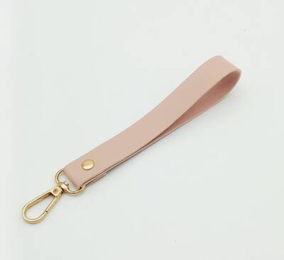 Angel Çanta Aksesuar Tek Kat Suni Deri Pudra Renk Elcik Light Gold Metal - 1