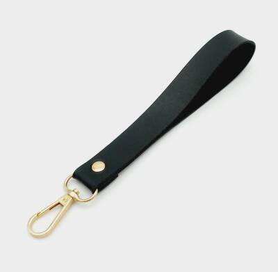 Angel Çanta Aksesuar Tek Kat Suni Deri Siyah Renk Elcik Light Gold Metal - 1