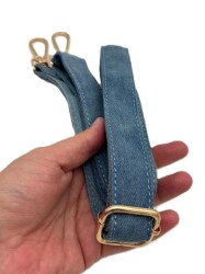 Angel Çanta Aksesuar Kot Kumaş 125X2.5 Cm Sürgütlü Çanta Sapı Light Gold Metal - 2