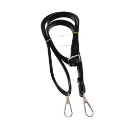 Angel Çanta Aksesuar Rugan Deri 125x2 cm Sürgütlü Siyah Renk Çanta Sapı Gümüş Metalli - 2