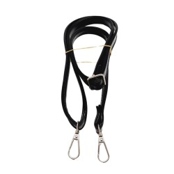 Angel Çanta Aksesuar Rugan Deri 125x2 cm Sürgütlü Siyah Renk Çanta Sapı Gümüş Metalli - Angel Çanta Aksesuar