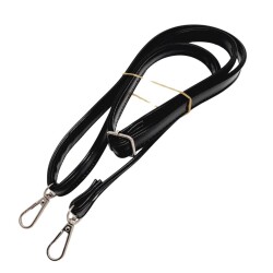 Angel Çanta Aksesuar Rugan Deri 125x2 cm Sürgütlü Siyah Renk Çanta Sapı Gümüş Metalli - 3