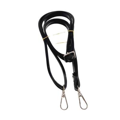 Angel Çanta Aksesuar Rugan Deri 125x2 cm Sürgütlü Siyah Renk Çanta Sapı Gümüş Metalli - 2