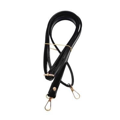 Angel Çanta Aksesuar Rugan Deri 125x2 cm Sürgütlü Siyah Renk Çanta Sapı Light Gold Metalli - 2