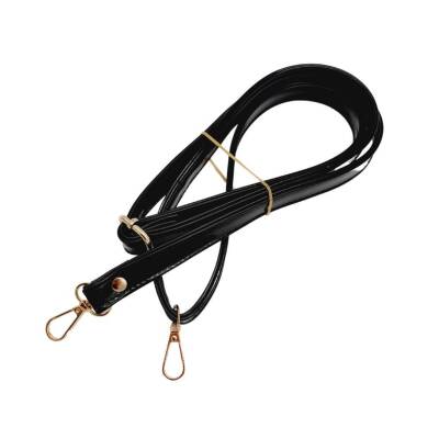 Angel Çanta Aksesuar Rugan Deri 125x2 cm Sürgütlü Siyah Renk Çanta Sapı Light Gold Metalli - 3