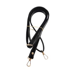 Angel Çanta Aksesuar Rugan Deri 125x2 cm Sürgütlü Siyah Renk Çanta Sapı Light Gold Metalli - 2