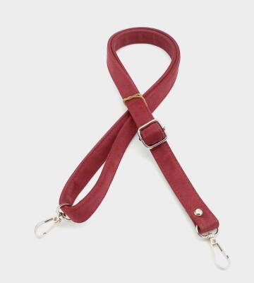 Angel Çanta Aksesuar Süet Nubuk Bordo 140X2 Cm Çanta Sapı Sürgütlü Gümüş Metal - 1